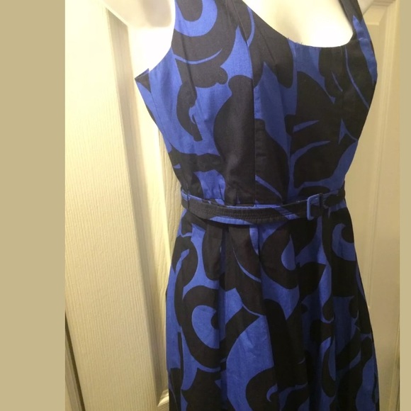 J. CREW Balustrade Blue Belted Scroll Floral Print Dress Knit Shift Sheath - Picture 5 of 8